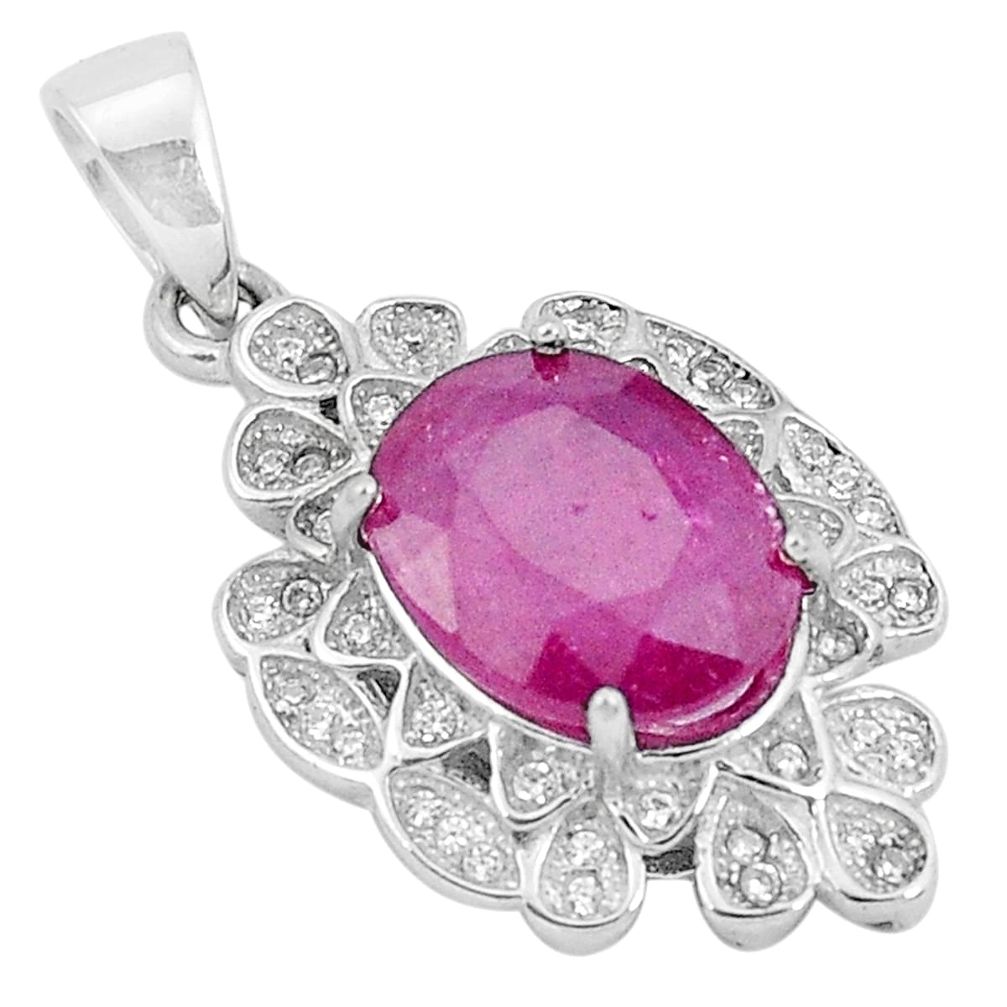 5.87cts natural red ruby topaz 925 sterling silver pendant jewelry c18080