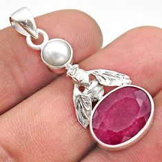 6.80cts natural red ruby white pearl sterling silver honey bee pendant t73925