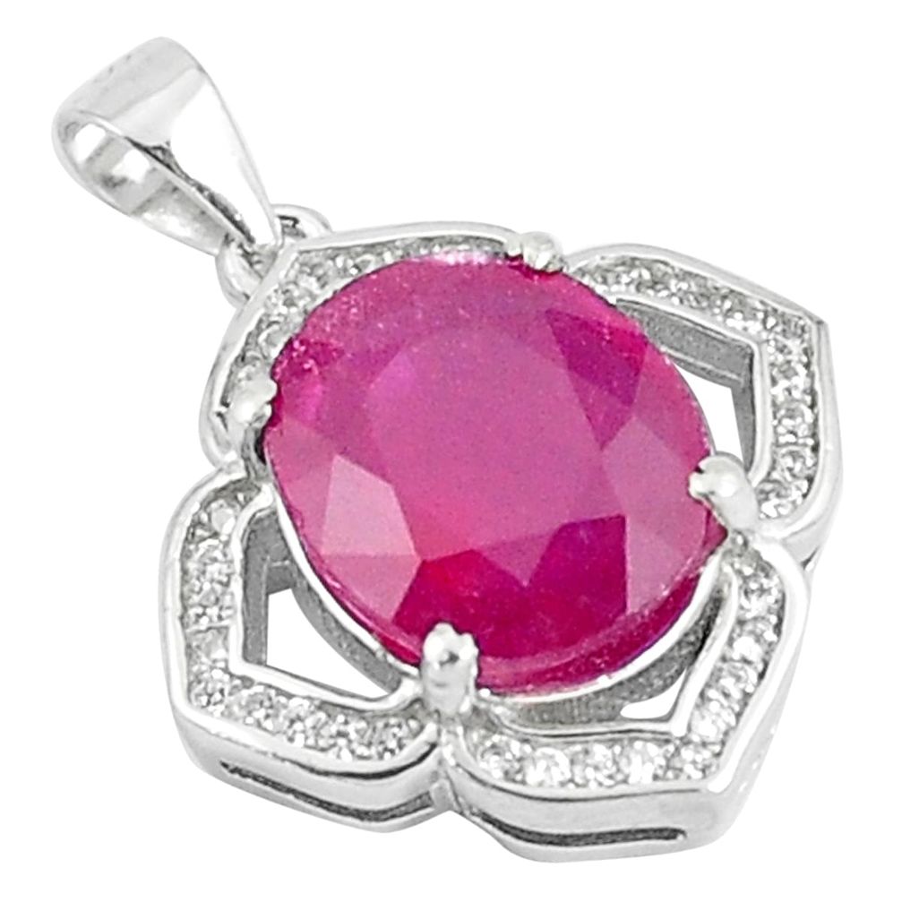 5.24cts natural red ruby white topaz 925 sterling silver pendant jewelry c18070