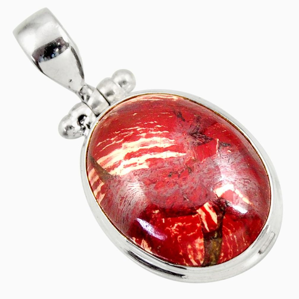 20.07cts natural red snakeskin jasper 925 sterling silver pendant jewelry d41848