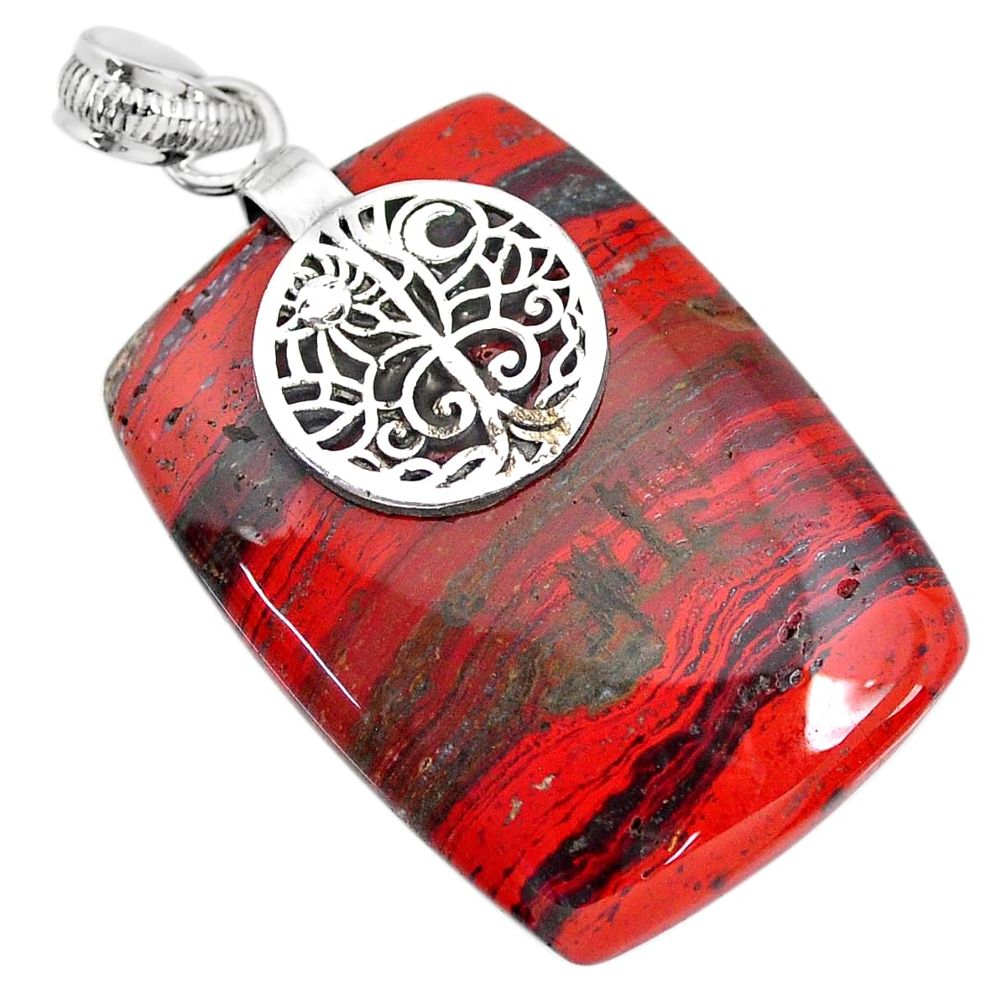 44.84cts natural red snakeskin jasper 925 sterling silver pendant jewelry r91268