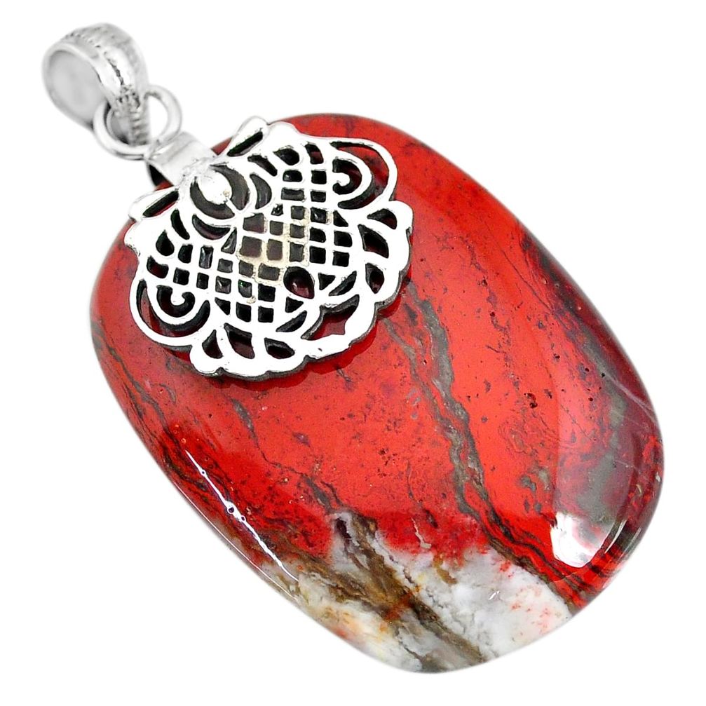 58.43cts natural red snakeskin jasper 925 sterling silver pendant jewelry r91271