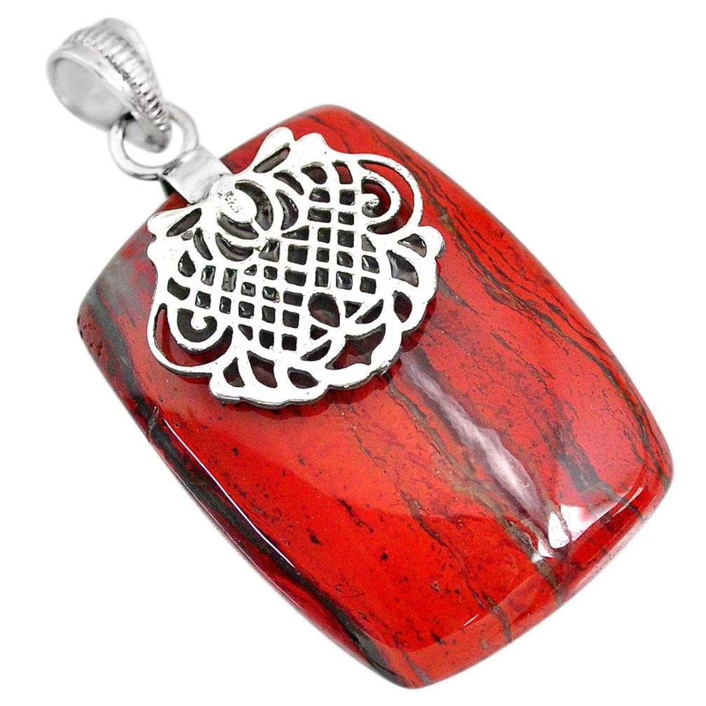 51.17cts natural red snakeskin jasper 925 sterling silver pendant jewelry r91272