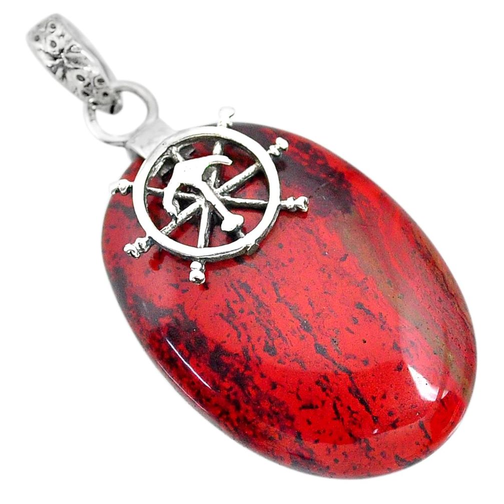 31.60cts natural red snakeskin jasper 925 sterling silver pendant jewelry r91280