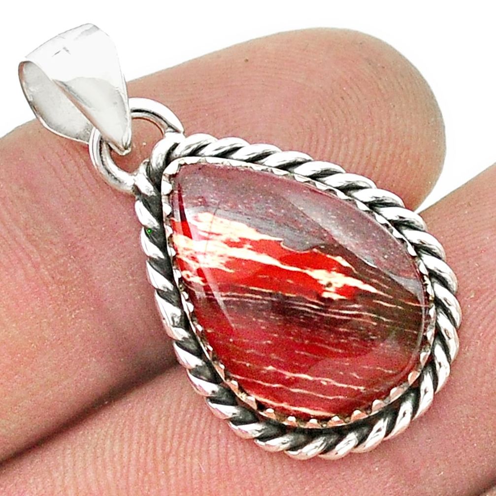 12.14cts natural red snakeskin jasper 925 sterling silver pendant jewelry u45711