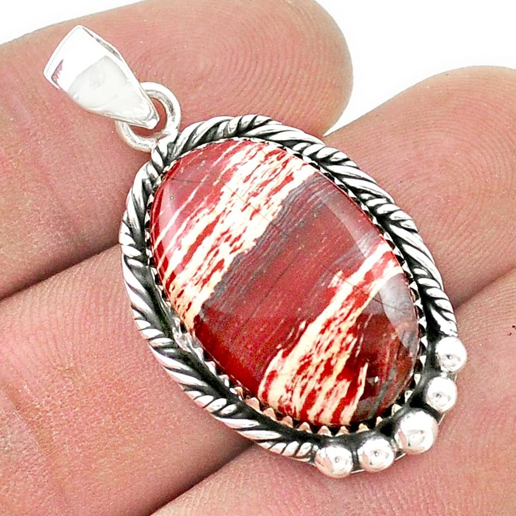 17.41cts natural red snakeskin jasper 925 sterling silver pendant jewelry u45725