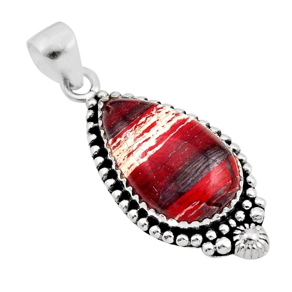 12.31cts natural red snakeskin jasper 925 sterling silver pendant jewelry y92359