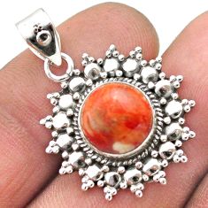 5.09cts natural red sponge coral 925 sterling silver pendant jewelry t74985