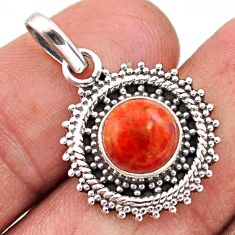 3.01cts natural red sponge coral 925 sterling silver pendant jewelry t84796