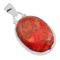 15.02cts natural red sponge coral 925 sterling silver pendant jewelry y96905