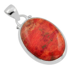 15.58cts natural red sponge coral 925 sterling silver pendant jewelry y96906