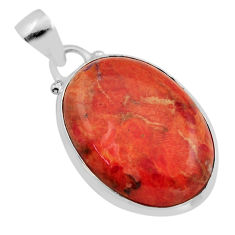 14.62cts natural red sponge coral 925 sterling silver pendant jewelry y96910