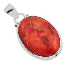 13.15cts natural red sponge coral 925 sterling silver pendant jewelry y96912