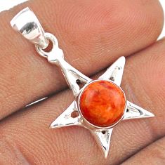 3.03cts natural red sponge coral 925 sterling silver wicca symbol pendant t88821