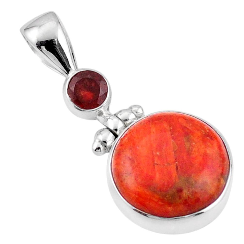 9.82cts natural red sponge coral garnet 925 sterling silver pendant u2642