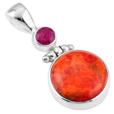 9.67cts natural red sponge coral ruby 925 sterling silver pendant jewelry u2650