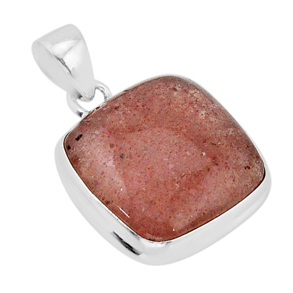 17.98cts natural red strawberry quartz cushion sterling silver pendant y67294