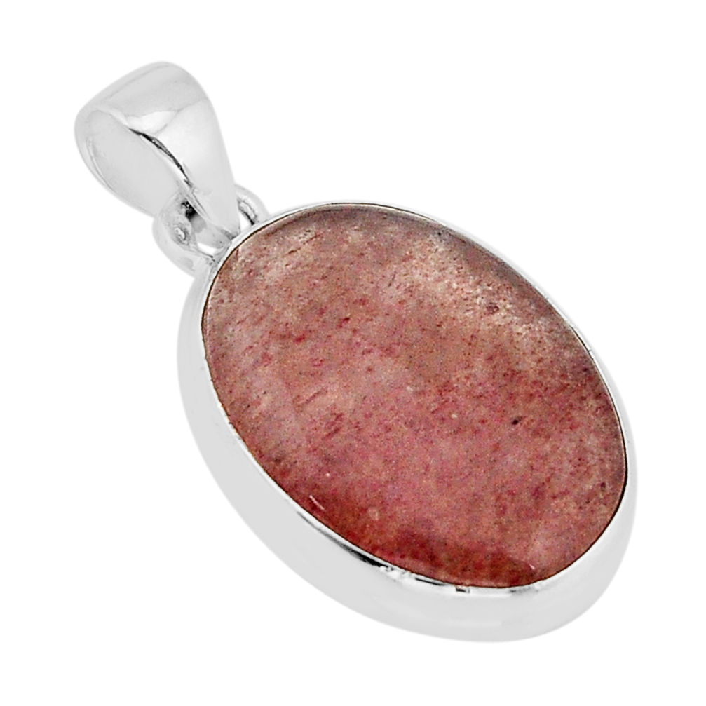 15.89cts natural red strawberry quartz oval 925 sterling silver pendant y67284