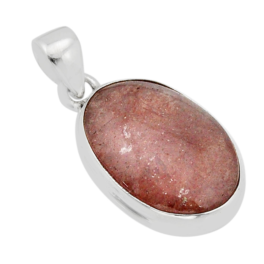 15.10cts natural red strawberry quartz oval 925 sterling silver pendant y67296