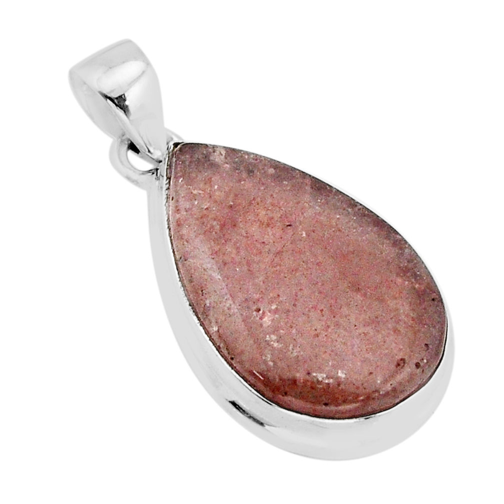 15.38cts natural red strawberry quartz pear 925 sterling silver pendant y67282