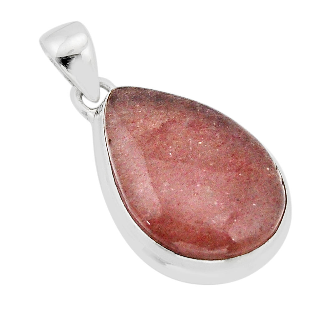 16.03cts natural red strawberry quartz pear 925 sterling silver pendant y67285