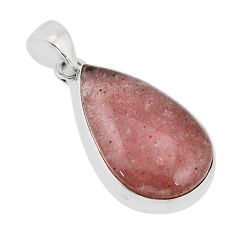17.42cts natural red strawberry quartz pear 925 sterling silver pendant y67286