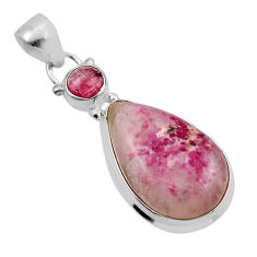 16.24cts natural red strawberry quartz pear tourmaline 925 silver pendant y91485