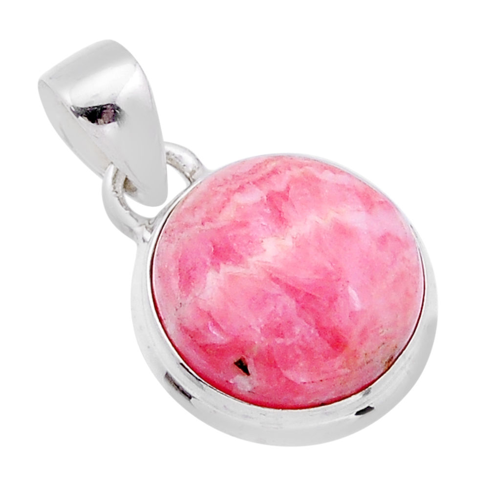 10.62cts natural rhodochrosite inca rose (argentina) 925 silver pendant n53248