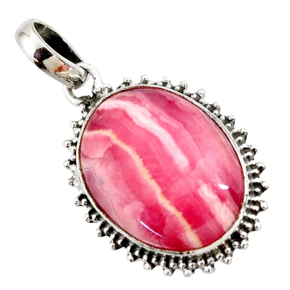 19.72cts natural rhodochrosite inca rose (argentina) 925 silver pendant r27921