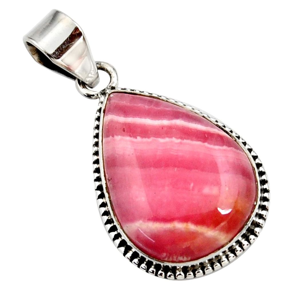 19.23cts natural rhodochrosite inca rose (argentina) 925 silver pendant r27928