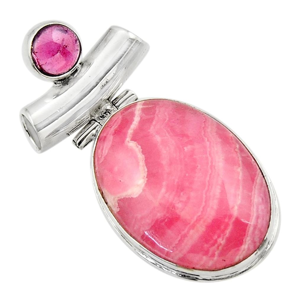 25.60cts natural rhodochrosite inca rose (argentina) 925 silver pendant r32063