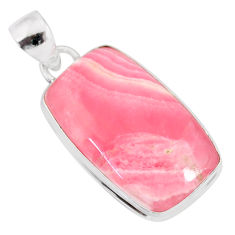 Clearance Sale- 17.22cts natural rhodochrosite inca rose (argentina) 925 silver pendant r86409