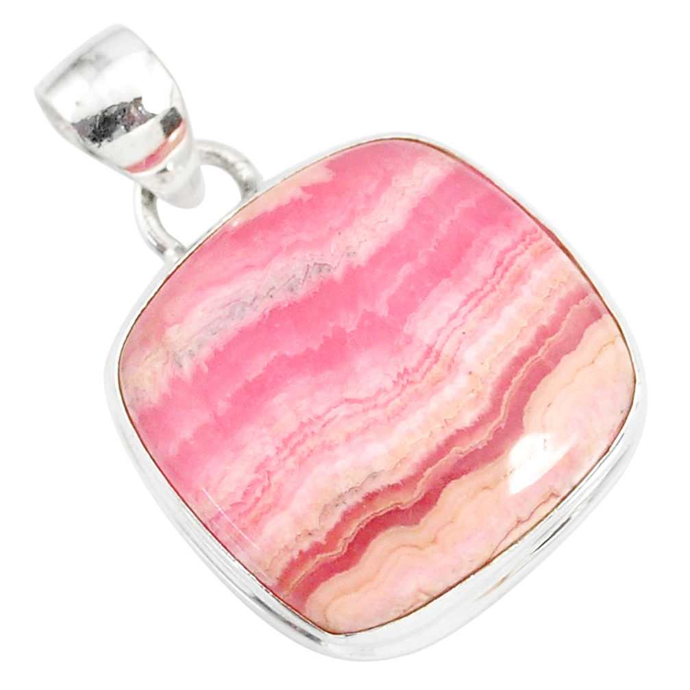 17.22cts natural rhodochrosite inca rose (argentina) 925 silver pendant r86410