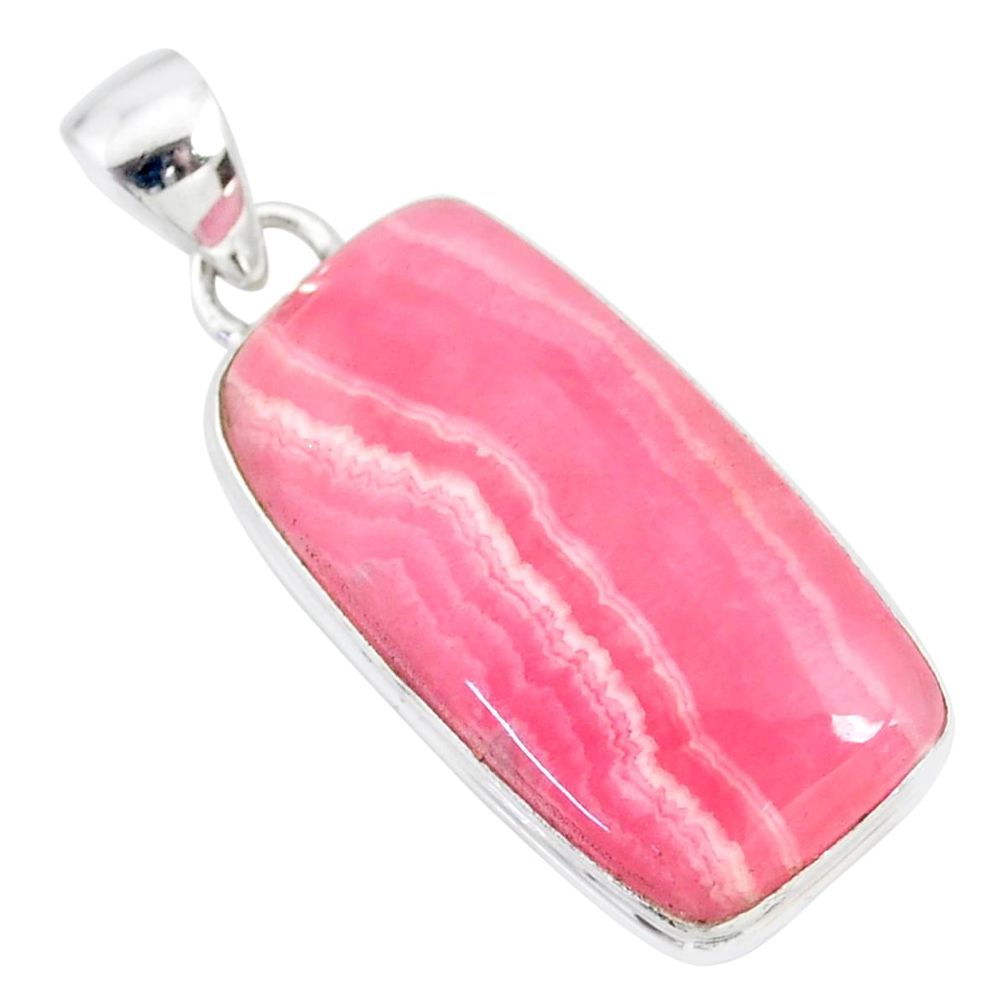 18.68cts natural rhodochrosite inca rose (argentina) 925 silver pendant r86416