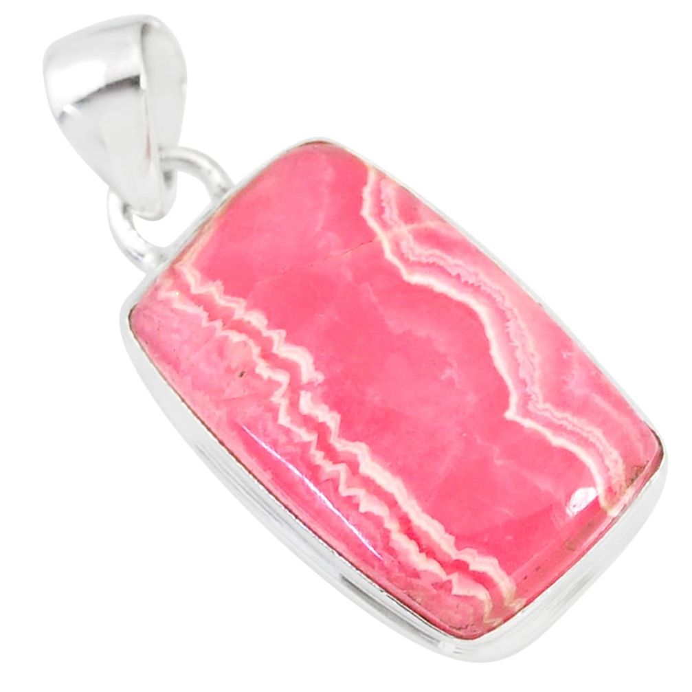 17.65cts natural rhodochrosite inca rose (argentina) 925 silver pendant r86427