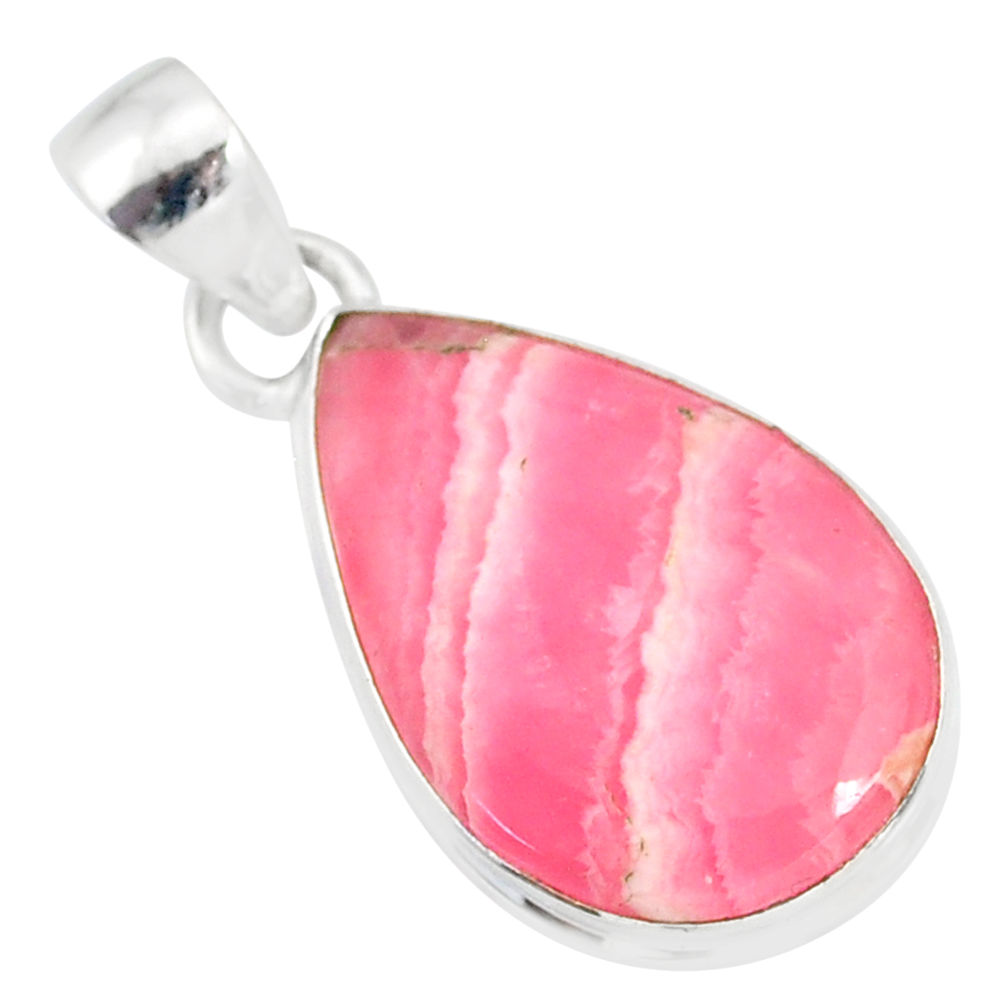 12.58cts natural rhodochrosite inca rose (argentina) 925 silver pendant r86433