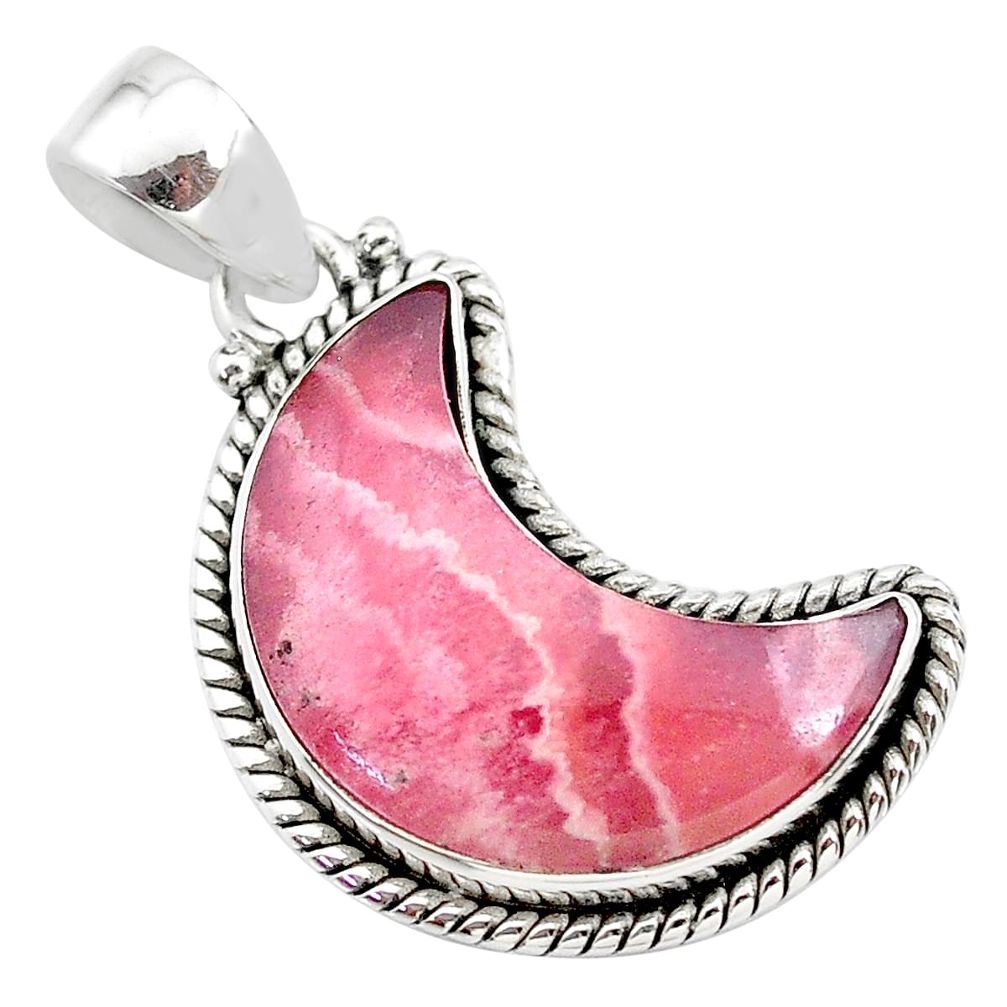 15.08cts moon rhodochrosite inca rose (argentina) 925 silver pendant t21971