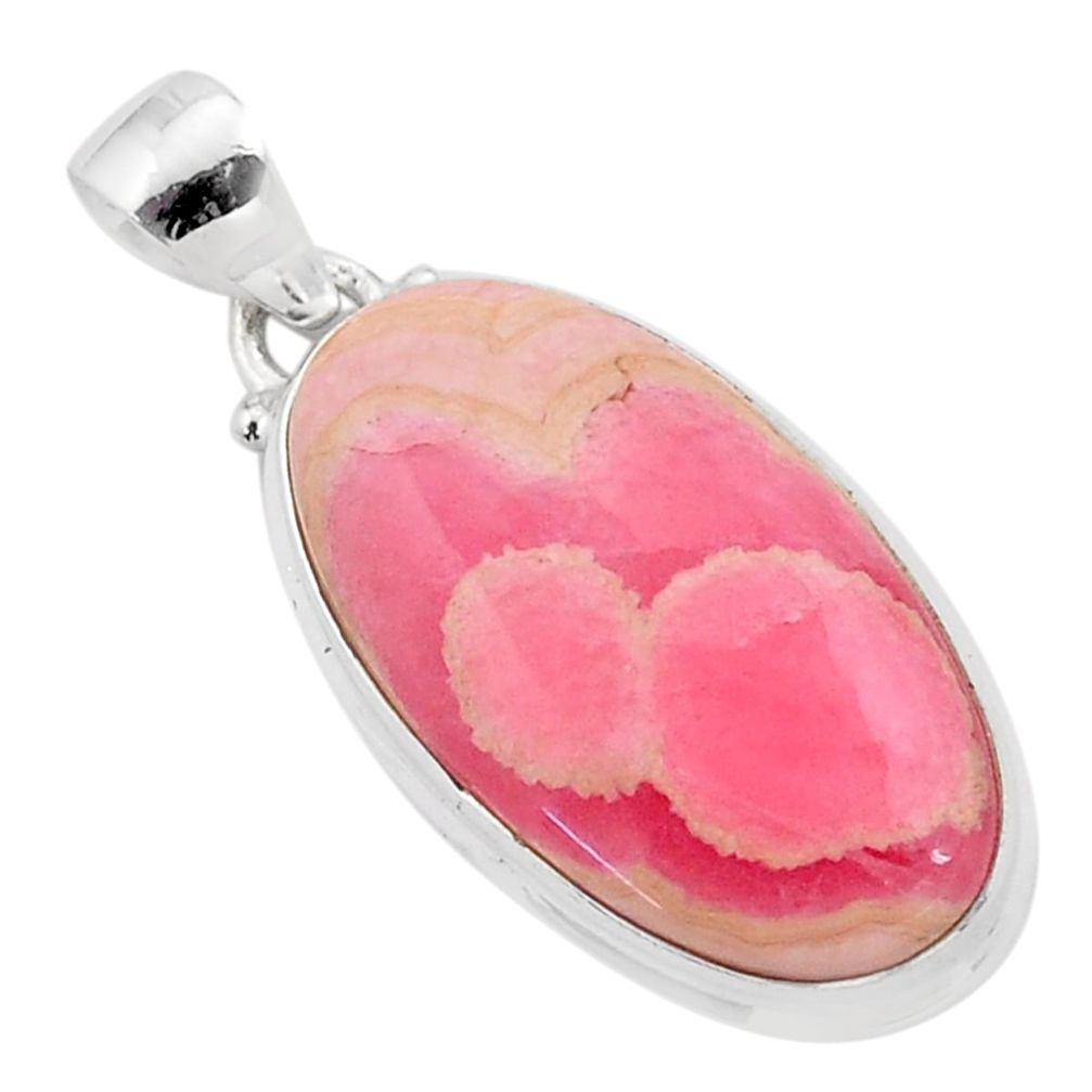 18.89cts natural rhodochrosite inca rose (argentina) 925 silver pendant t59343