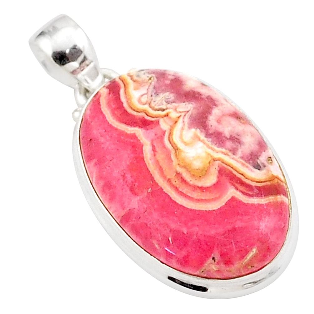 18.94cts natural rhodochrosite inca rose (argentina) 925 silver pendant t59569