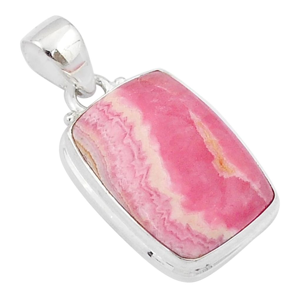 18.93cts natural rhodochrosite inca rose (argentina) 925 silver pendant u29912