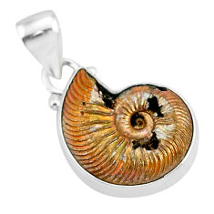Clearance Sale- 12.01cts natural russian jurassic opal ammonite 925 silver pendant r95454