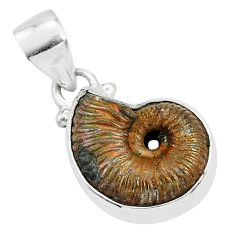 Clearance Sale- 11.71cts natural russian jurassic opal ammonite 925 silver pendant r95465