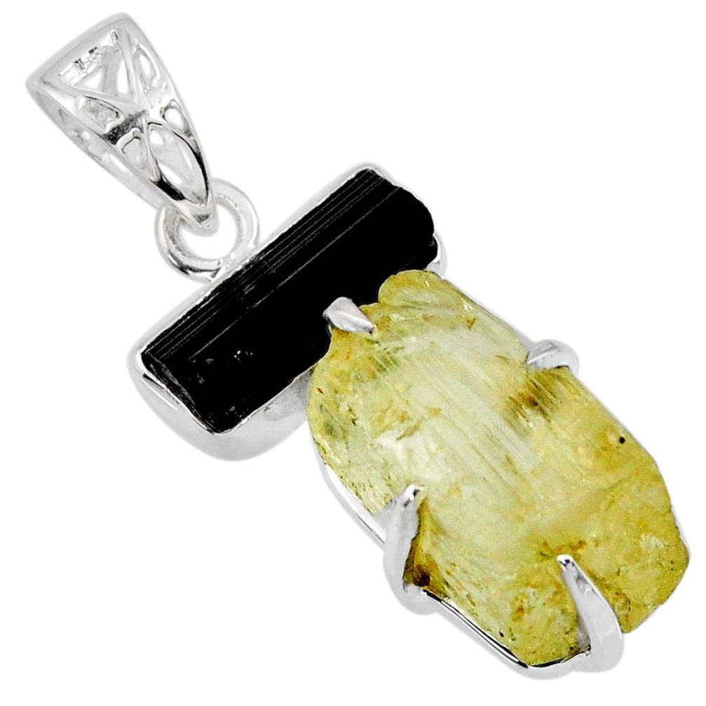 16.20cts natural scapolite tourmaline rough 925 sterling silver pendant r56663