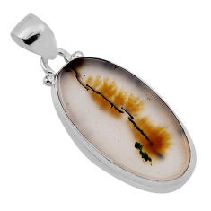 9.86cts natural scenic russian dendritic agate oval 925 silver pendant n30883