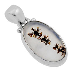 7.17cts natural scenic russian dendritic agate oval 925 silver pendant n34861