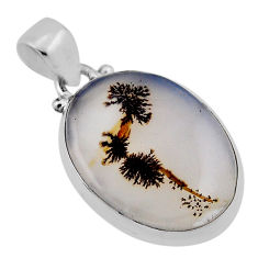 11.11cts natural scenic russian dendritic agate oval 925 silver pendant n34862