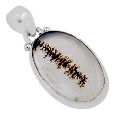 8.39cts natural scenic russian dendritic agate oval 925 silver pendant n34864