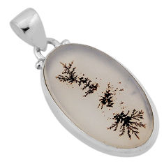 9.25cts natural scenic russian dendritic agate oval 925 silver pendant n34869