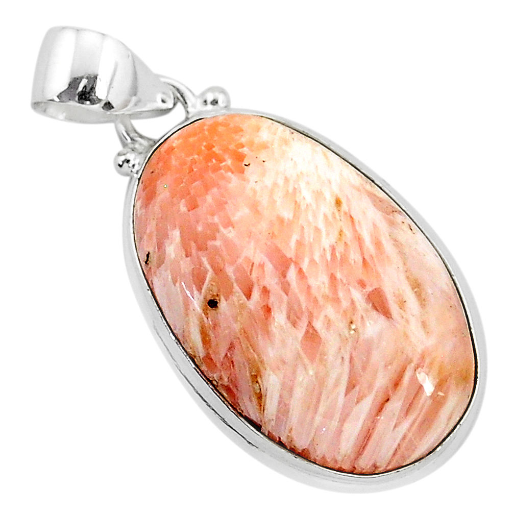 16.15cts natural scolecite high vibration crystal 925 silver pendant r94686