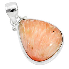 14.72cts natural scolecite high vibration crystal 925 silver pendant r94689